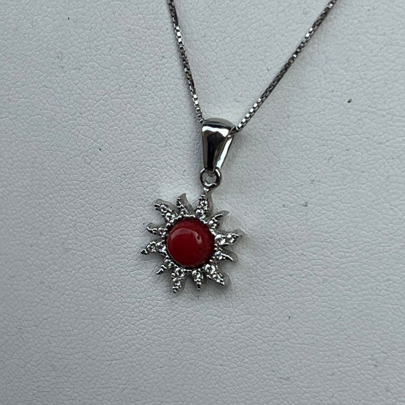 Collana Made in Italy in argento 925 e Corallo