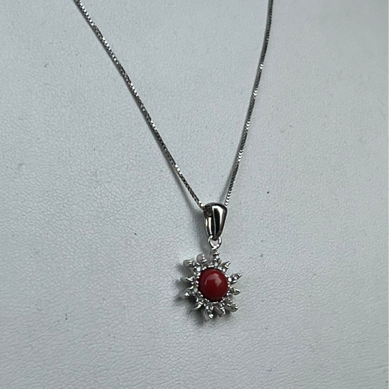 Collana Made in Italy in argento 925 e Corallo