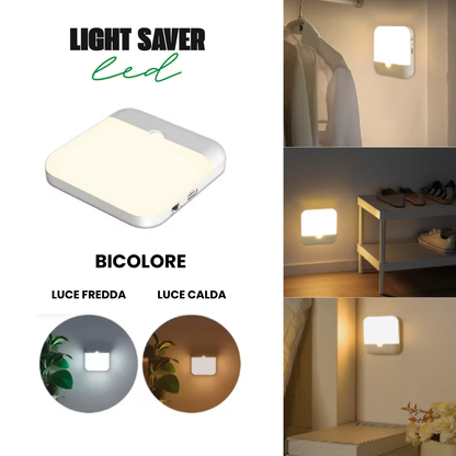 LIGHT SAVER LED Lampada ricaricabile con Sensore di Movimento