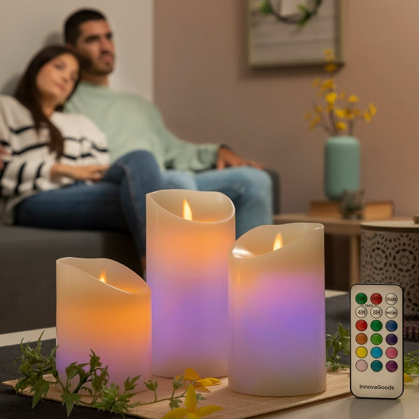 Candele a LED Multicolor Effetto Fiamma con Telecomando 3 Unità